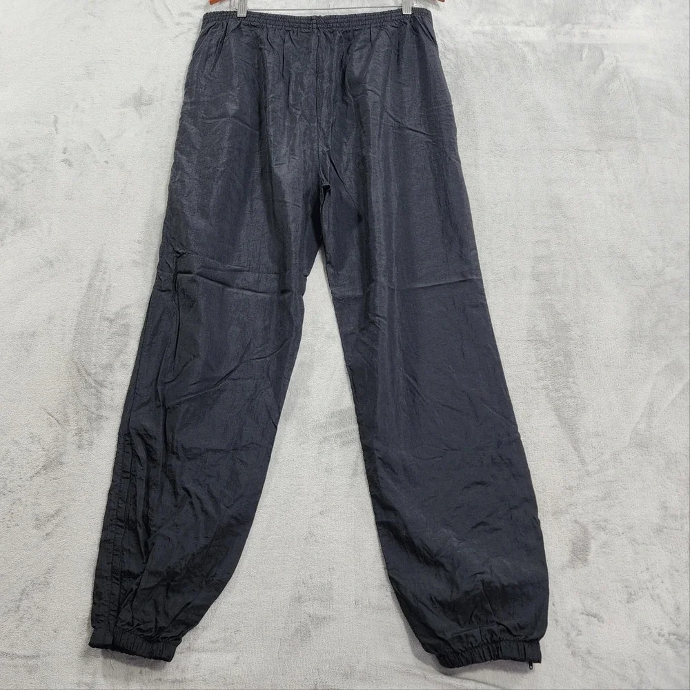 Vintage Champion Pants Mens L Black Nylon Track Jogger Zip Hem Lightweight